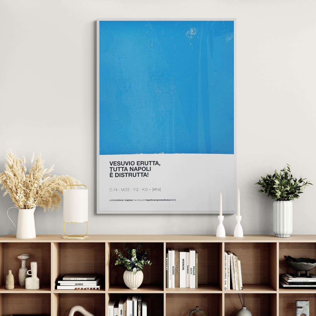 Opera Poster Figli di Napoli, Vesuvio Erutta. Quarto Scudetto del Napoli.