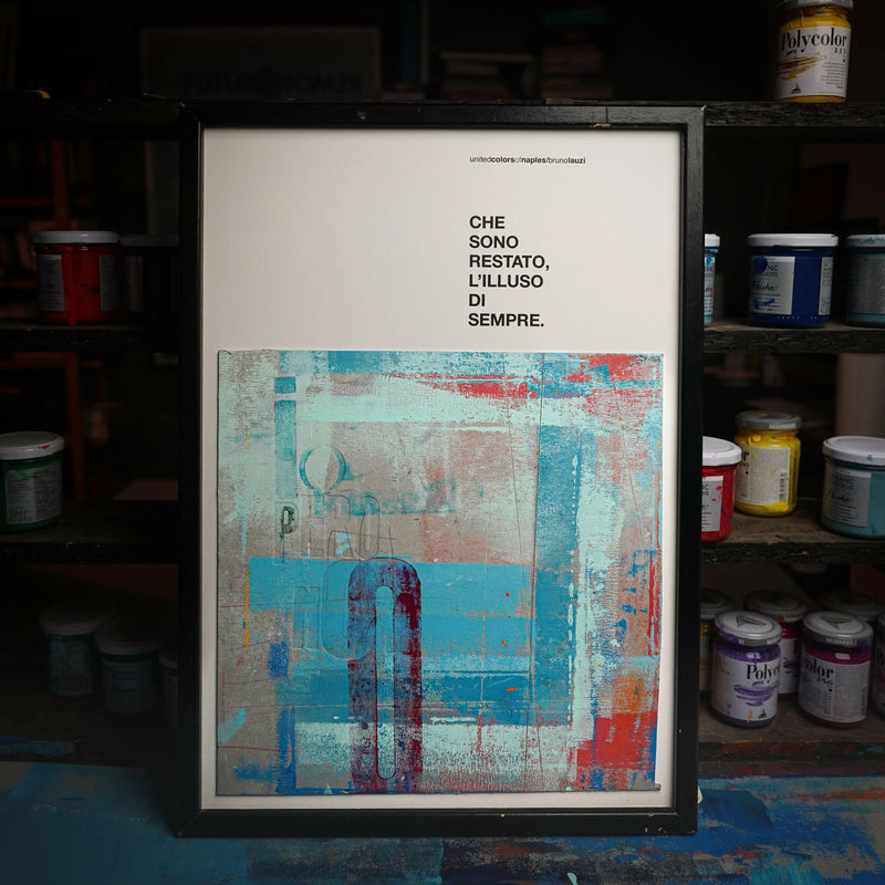 Opera Poster Ritornerai, Bruno Lauzi – Poster Artigianale Fatto a Mano a Napoli | United Colors of Naples