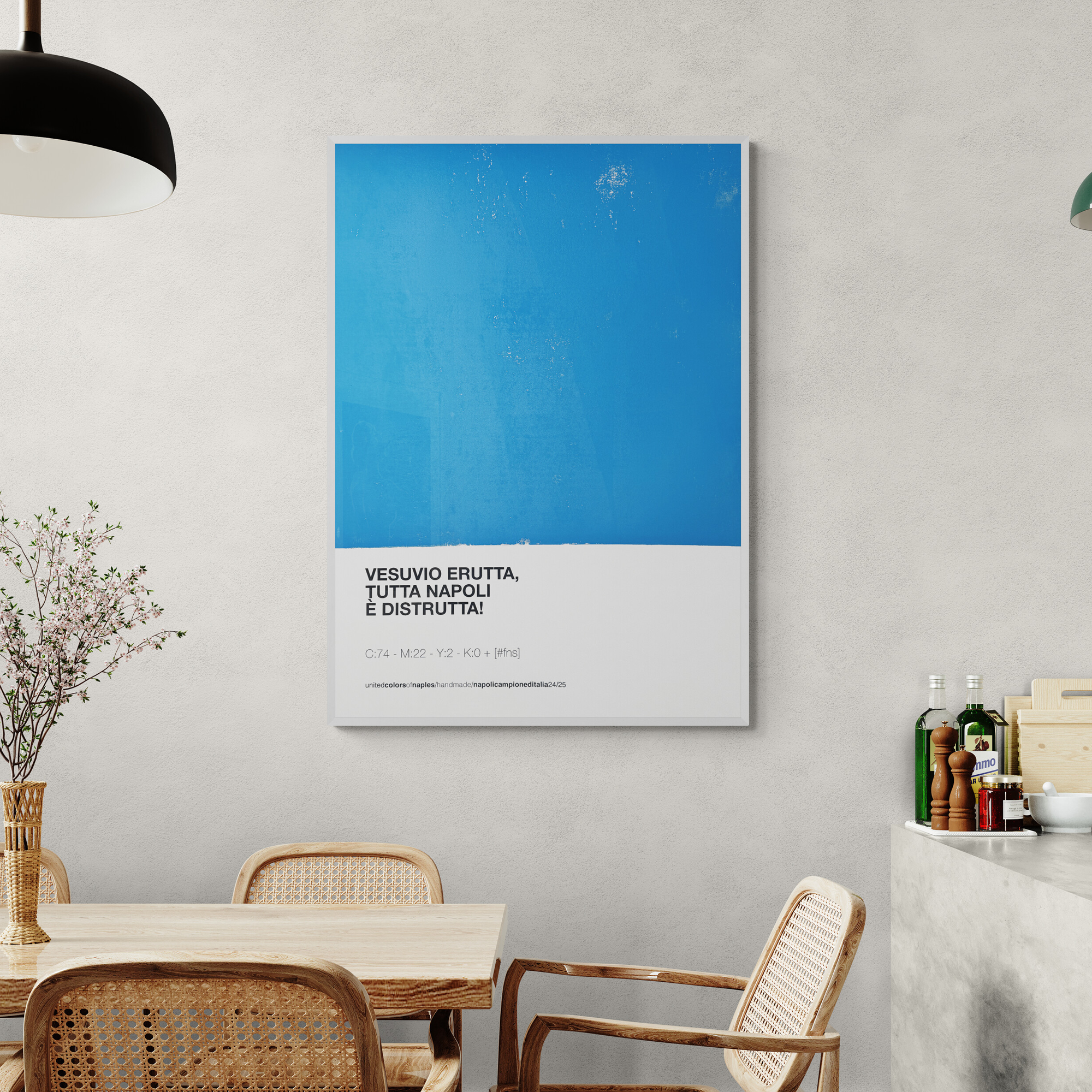 Opera Poster Figli di Napoli, Vesuvio Erutta. Quarto Scudetto del Napoli.
