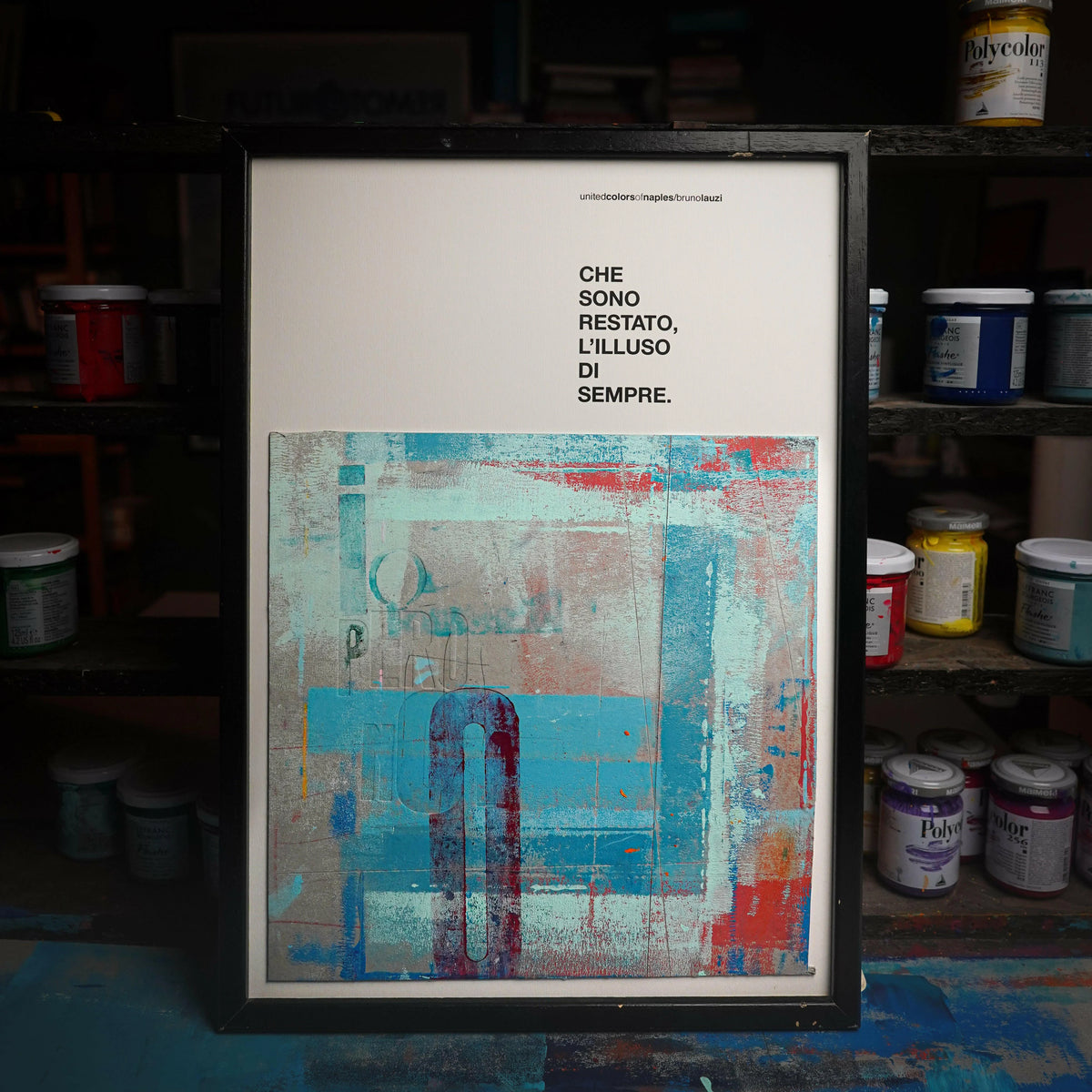 Opera Poster Ritornerai, Bruno Lauzi – Poster Artigianale Fatto a Mano a Napoli | United Colors of Naples