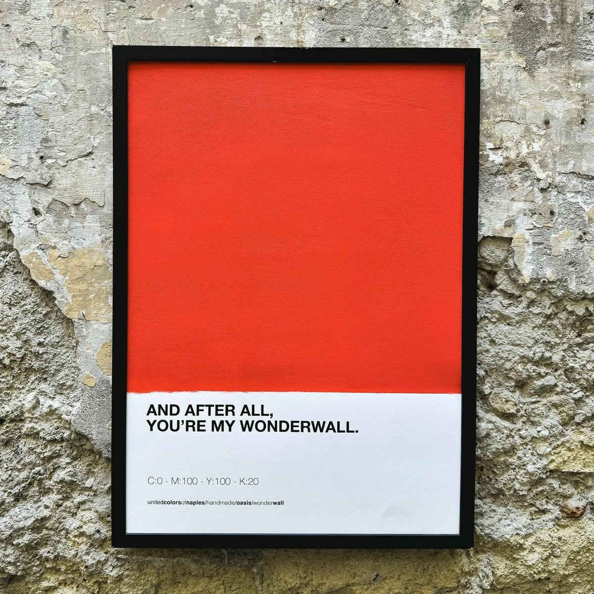 Opera Poster Wonderwall, Oasis – Poster Artigianale Fatto a Mano a Napoli | United Colors of Naples