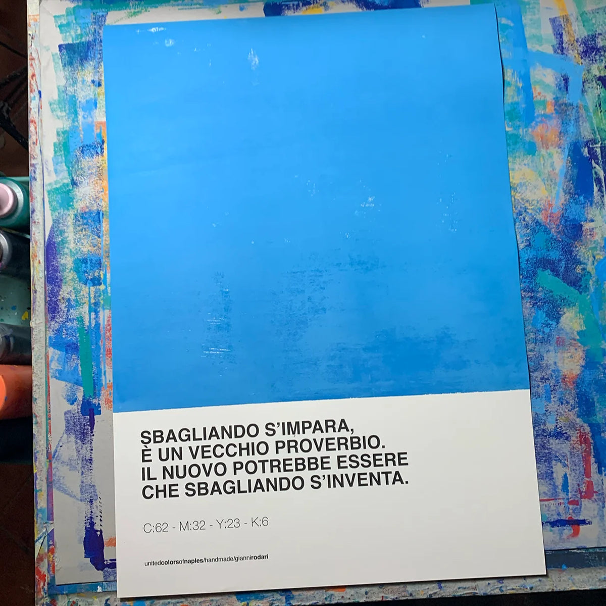 Opera Poster Sbagliando si impara, Gianni Rodari – Poster Artigianale Fatto a Mano a Napoli | United Colors of Naples