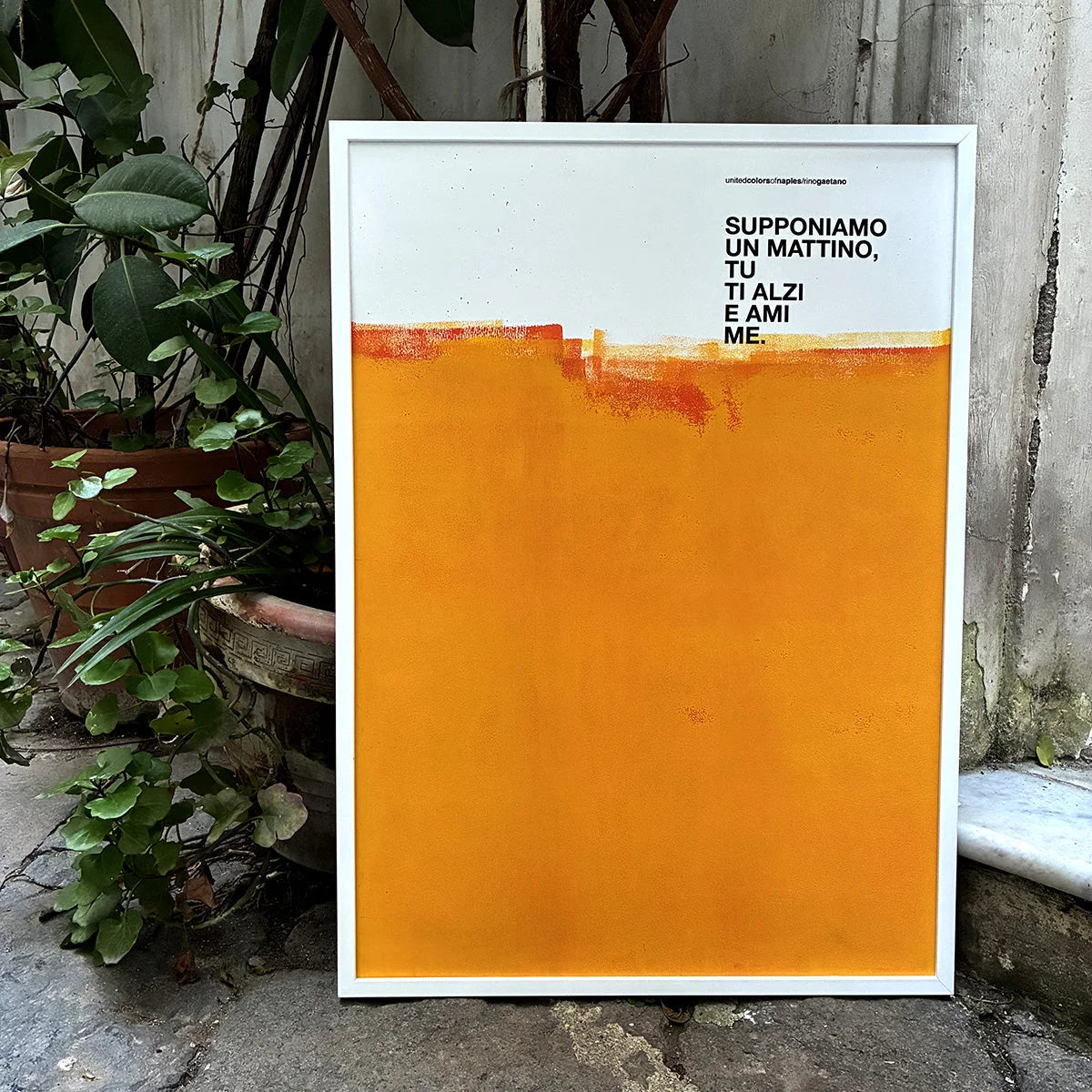 Opera Poster Supponiamo un Amore, Rino Gaetano – Poster Artigianale Fatto a Mano a Napoli | United Colors of Naples